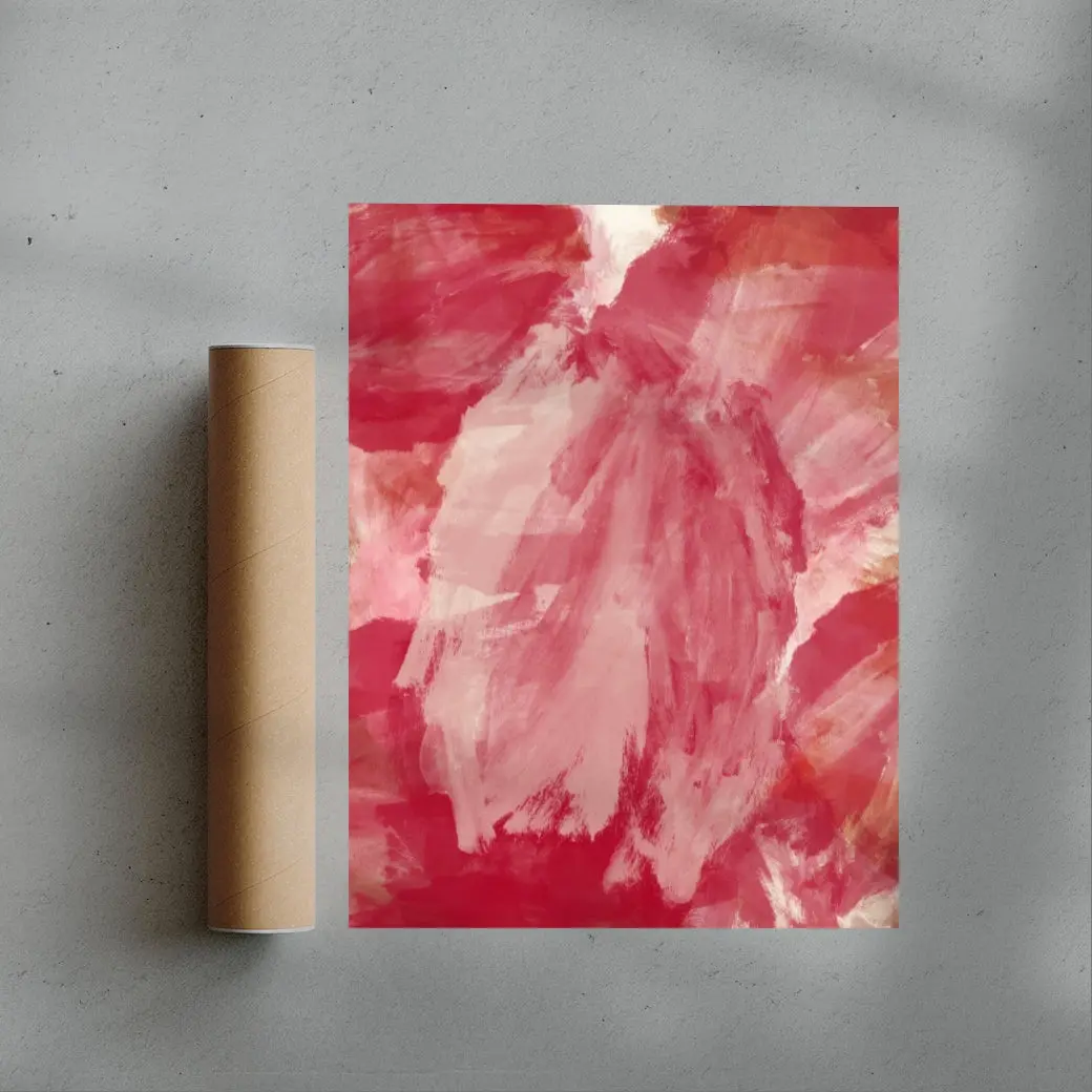 Abstract Minimalist Painting in Red and Pink - Image 3