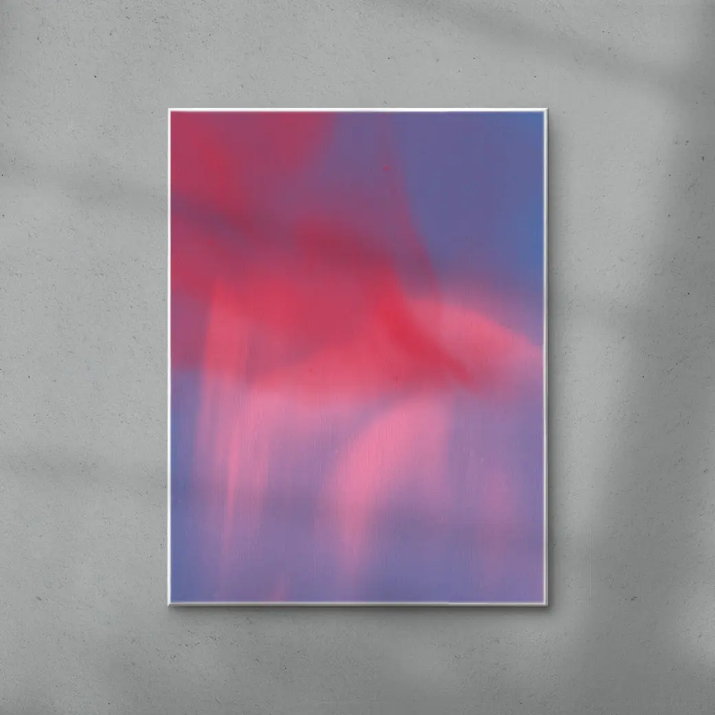 Abstraction in neon pink and red on blue - Image 3