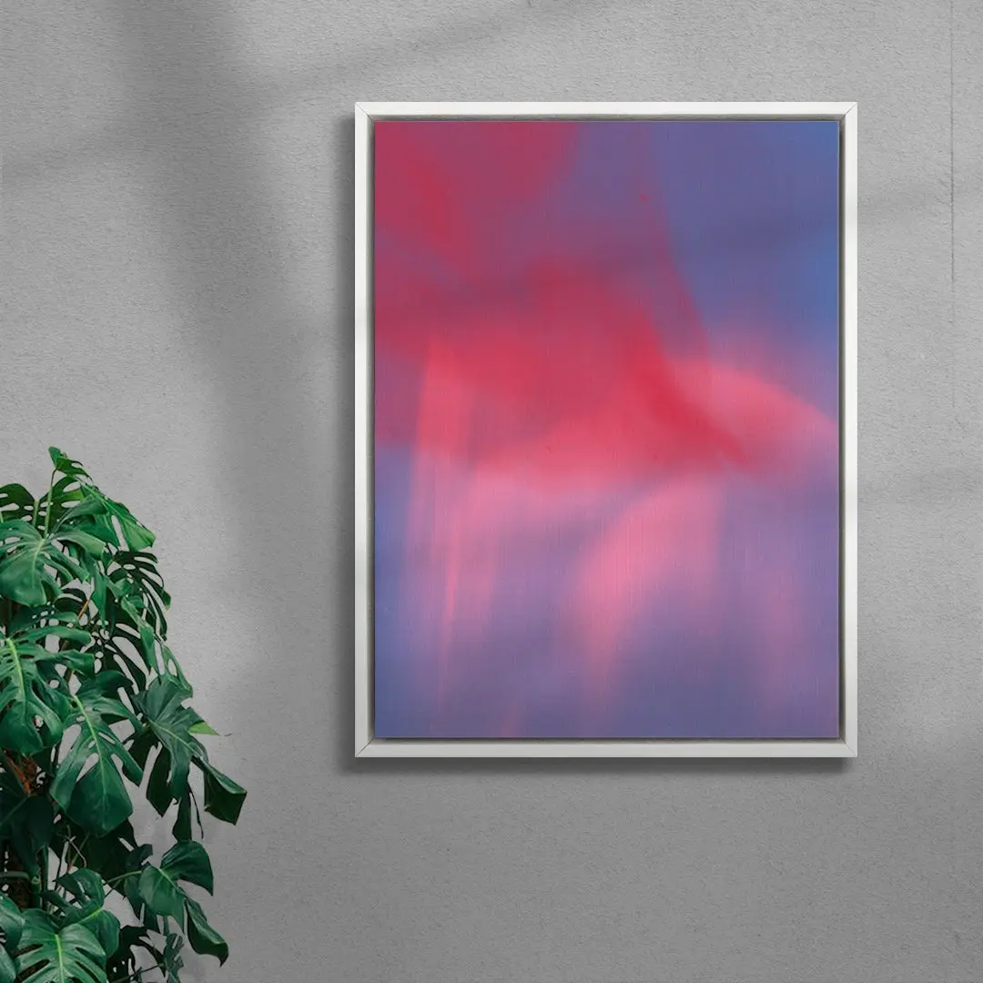 Abstraction in neon pink and red on blue - Image 5